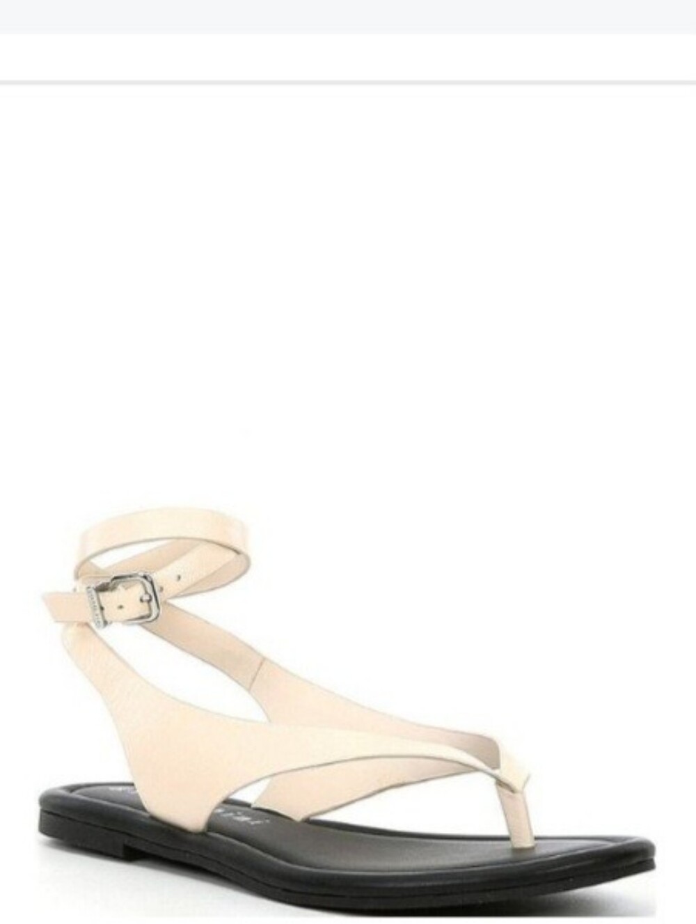 Gianni Bini Thong Sandals 9 Ivory Leather Ankle Wrap Corbin Clean Beauty Comfort